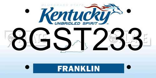 8GST233 Kentucky License Plate