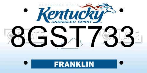 8GST733 Kentucky License Plate
