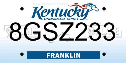 8GSZ233 Kentucky License Plate