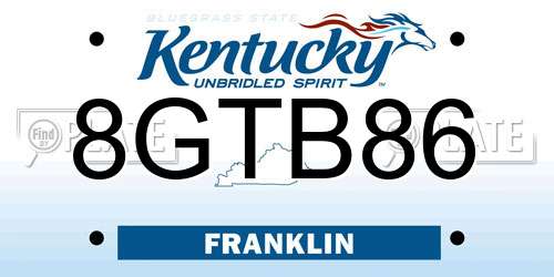 8GTB86 Kentucky License Plate