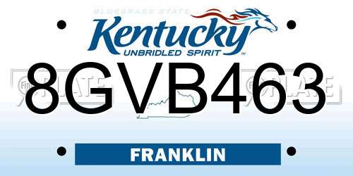 8GVB463 Kentucky License Plate
