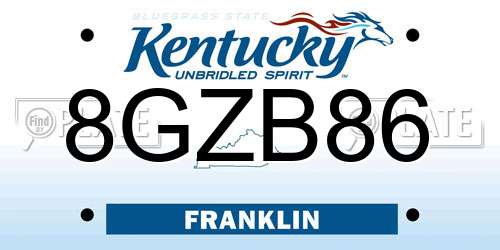 8GZB86 Kentucky License Plate