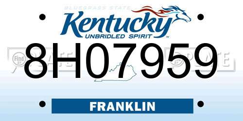 8H07959 Kentucky License Plate