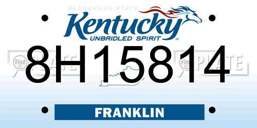 8H15814 Kentucky License Plate