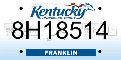 8H18514 Kentucky License Plate