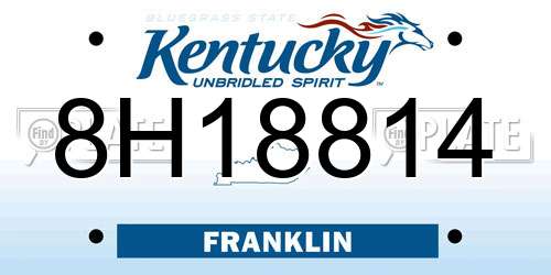 8H18814 Kentucky License Plate