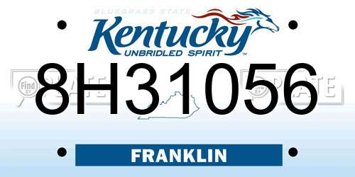 8H31056 Kentucky License Plate