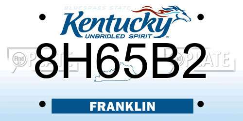 8H65B2 Kentucky License Plate