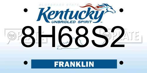 8H68S2 Kentucky License Plate