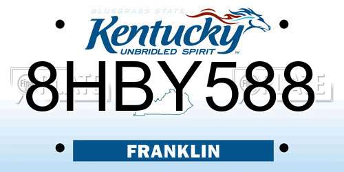 8HBY588 Kentucky License Plate