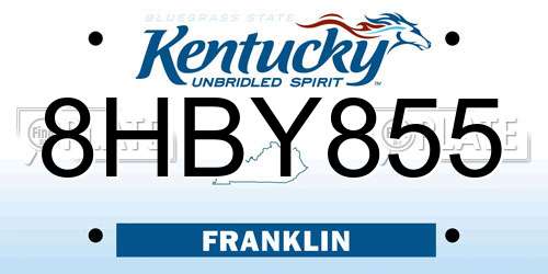 8HBY855 Kentucky License Plate
