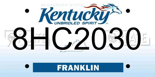 8HC2030 Kentucky License Plate