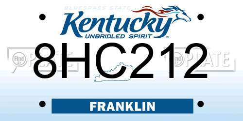 8HC212 Kentucky License Plate