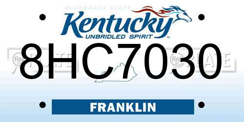 8HC7030 Kentucky License Plate