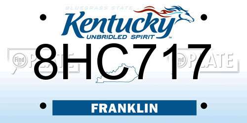 8HC717 Kentucky License Plate