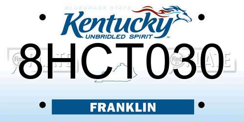 8HCT030 Kentucky License Plate