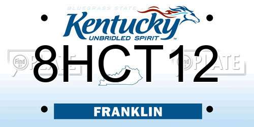 8HCT12 Kentucky License Plate