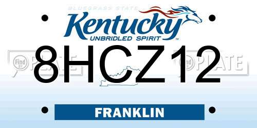 8HCZ12 Kentucky License Plate