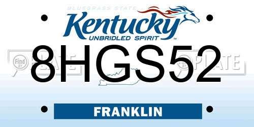 8HGS52 Kentucky License Plate
