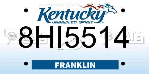 8HI5514 Kentucky License Plate