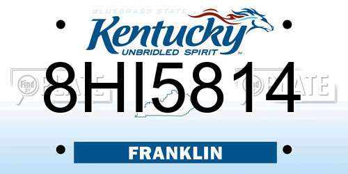 8HI5814 Kentucky License Plate
