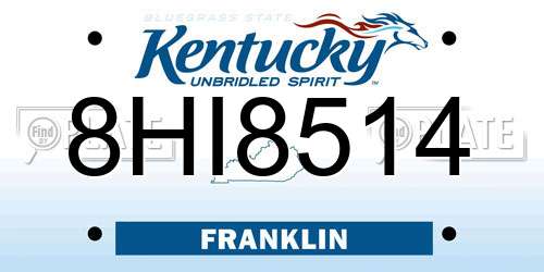 8HI8514 Kentucky License Plate