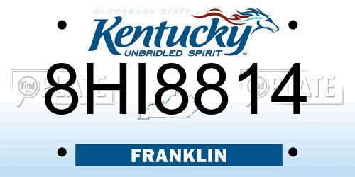 8HI8814 Kentucky License Plate