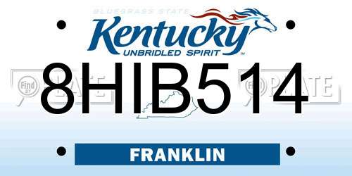 8HIB514 Kentucky License Plate