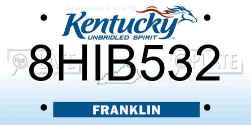 8HIB532 Kentucky License Plate