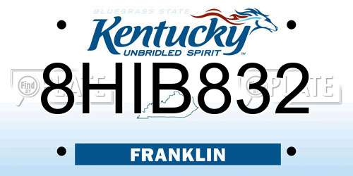 8HIB832 Kentucky License Plate