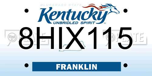 8HIX115 Kentucky License Plate