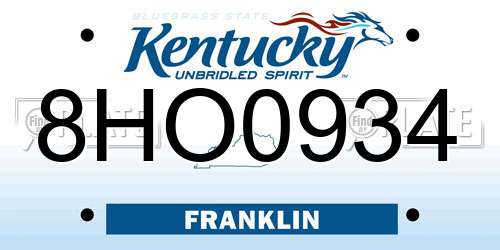 8HO0934 Kentucky License Plate
