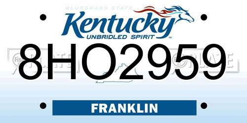 8HO2959 Kentucky License Plate