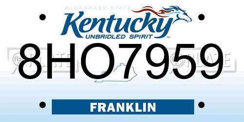 8HO7959 Kentucky License Plate