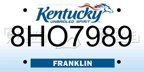 8HO7989 Kentucky License Plate