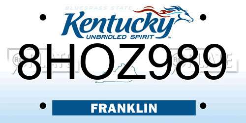 8HOZ989 Kentucky License Plate