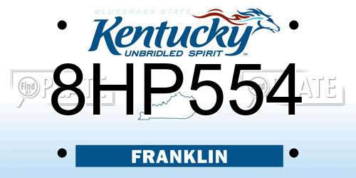 8HP554 Kentucky License Plate