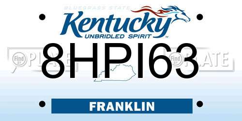 8HPI63 Kentucky License Plate