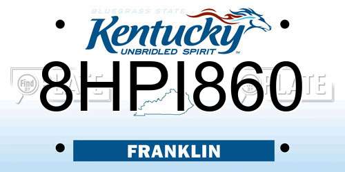 8HPI860 Kentucky License Plate