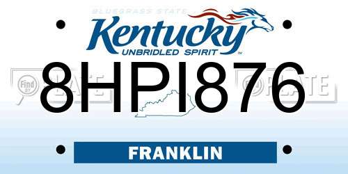 8HPI876 Kentucky License Plate