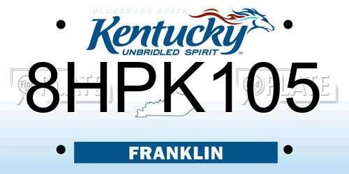 8HPK105 Kentucky License Plate