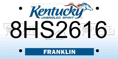 8HS2616 Kentucky License Plate