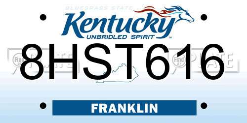 8HST616 Kentucky License Plate