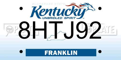 8HTJ92 Kentucky License Plate