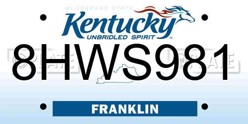 8HWS981 Kentucky License Plate