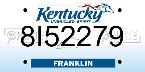 8I52279 Kentucky License Plate