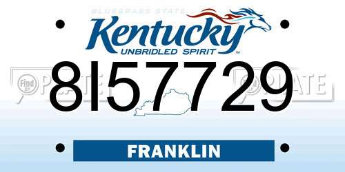 8I57729 Kentucky License Plate