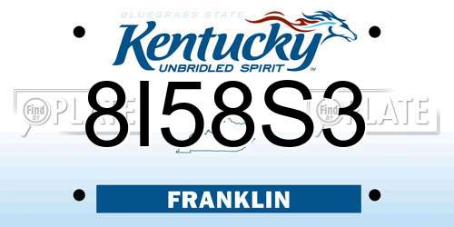 8I58S3 Kentucky License Plate