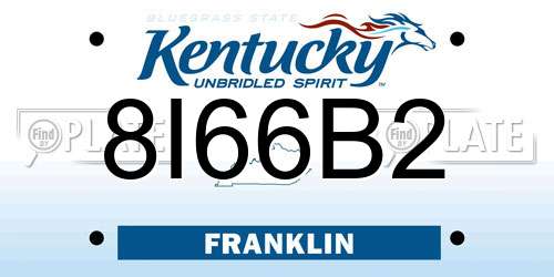 8I66B2 Kentucky License Plate