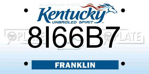 8I66B7 Kentucky License Plate